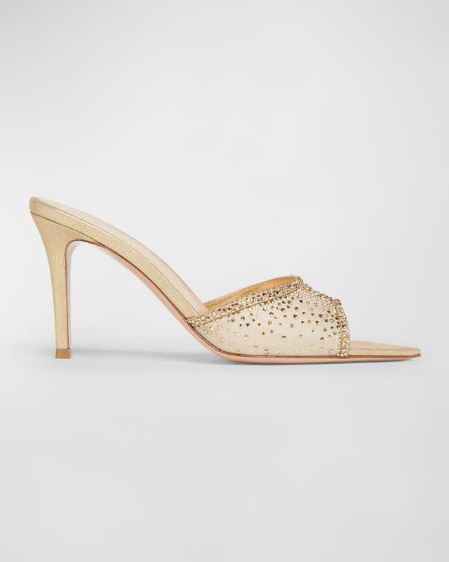 Crystal Mesh Stiletto Mule Sandals