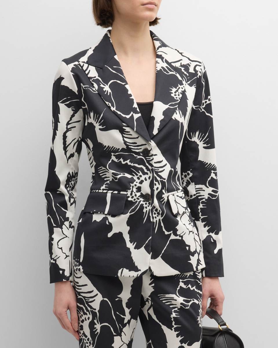 Cote d'Azur Floral-Print Chino Blazer