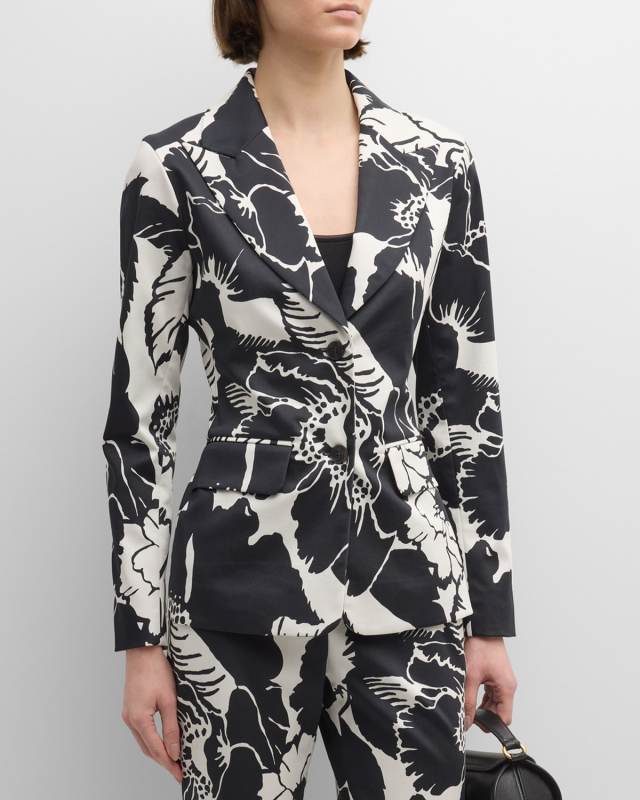 Cote d'Azur Floral-Print Chino Blazer