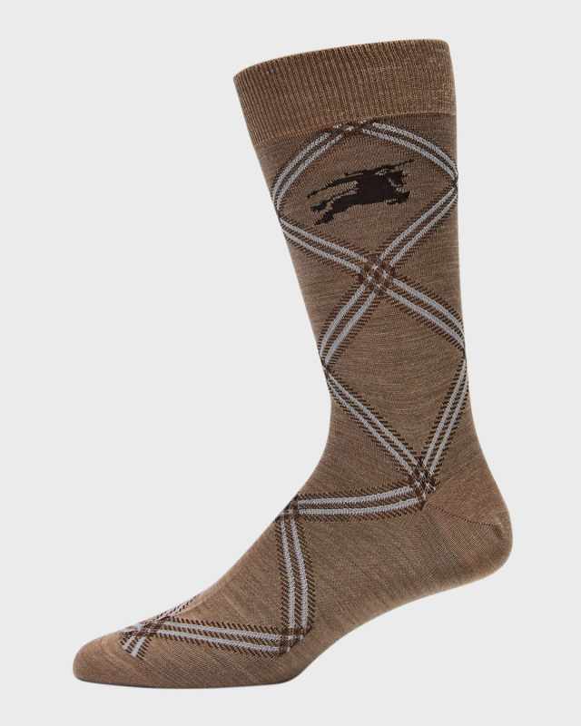 Men's Cashmere Check EKD Crew Socks