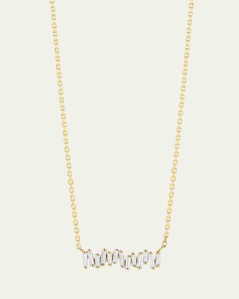 18k Yellow Gold Baguette Diamond Necklace