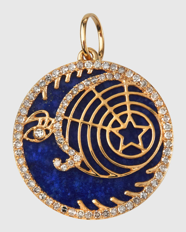 Celstial Lapis Crescent Moon and Star Pendant
