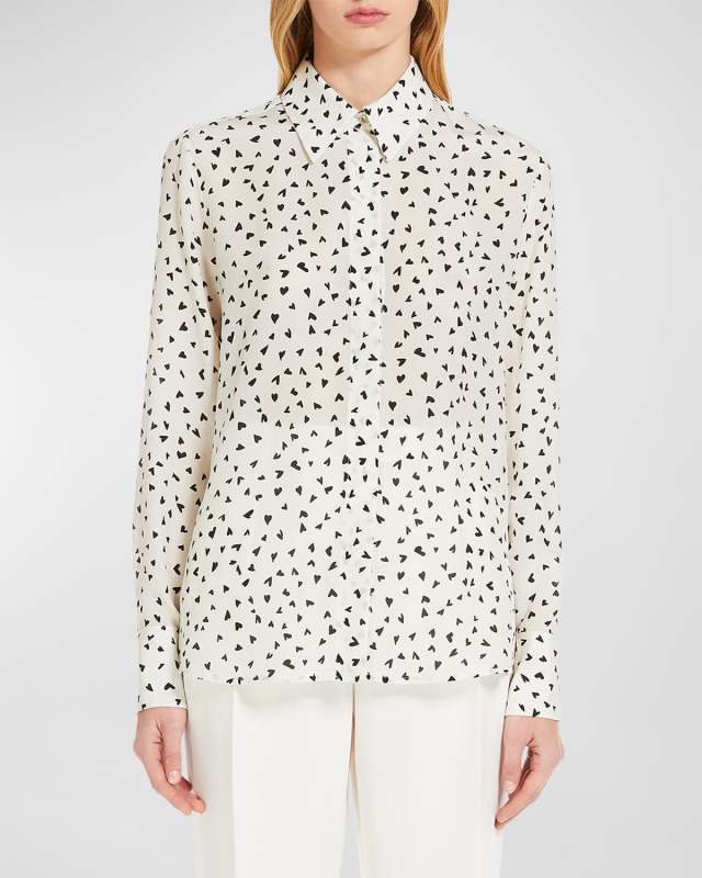 Pagine Heart-Print Silk Shirt