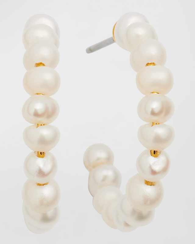 Freshwater Pearl Huggie Hoop Earrings