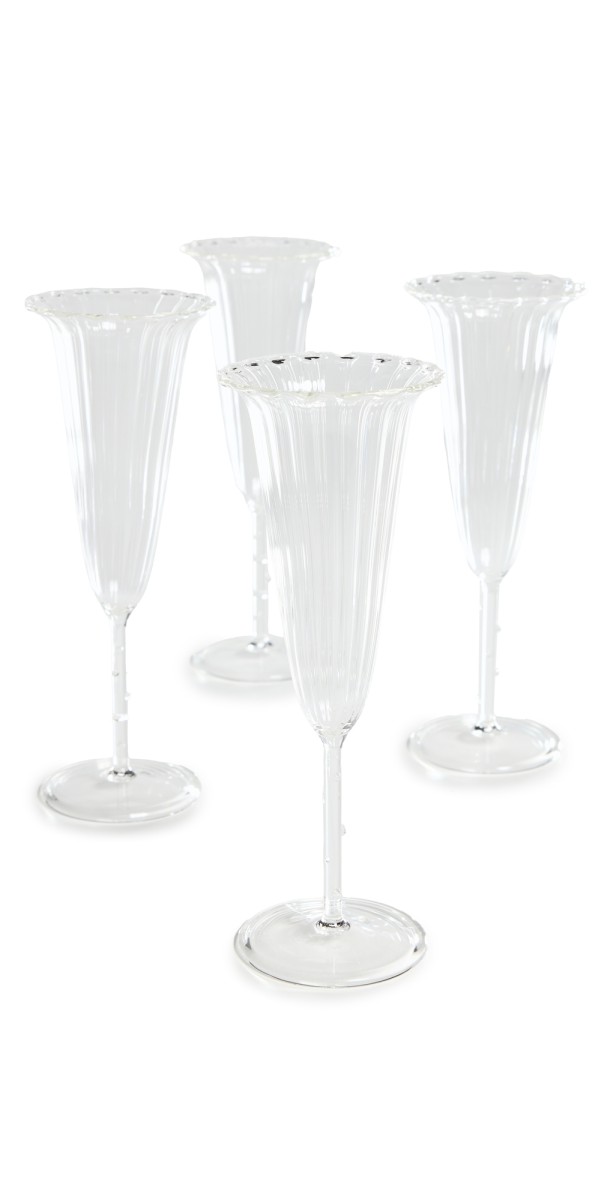 Sophie Lou Jacobsen Set of 4 Angel Flute Glasses Clear