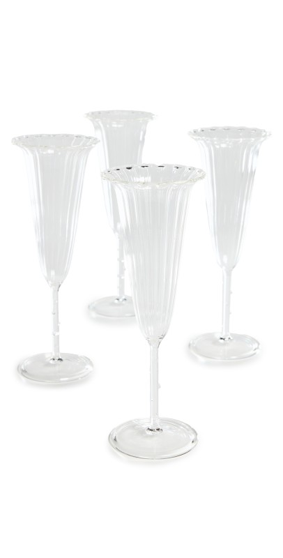 Sophie Lou Jacobsen Set of 4 Angel Flute Glasses Clear