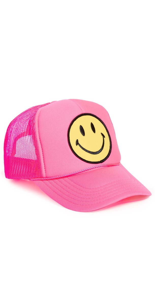 Aviator Nation Smiley Vintage Low Rise Trucker Hat Neon Pink