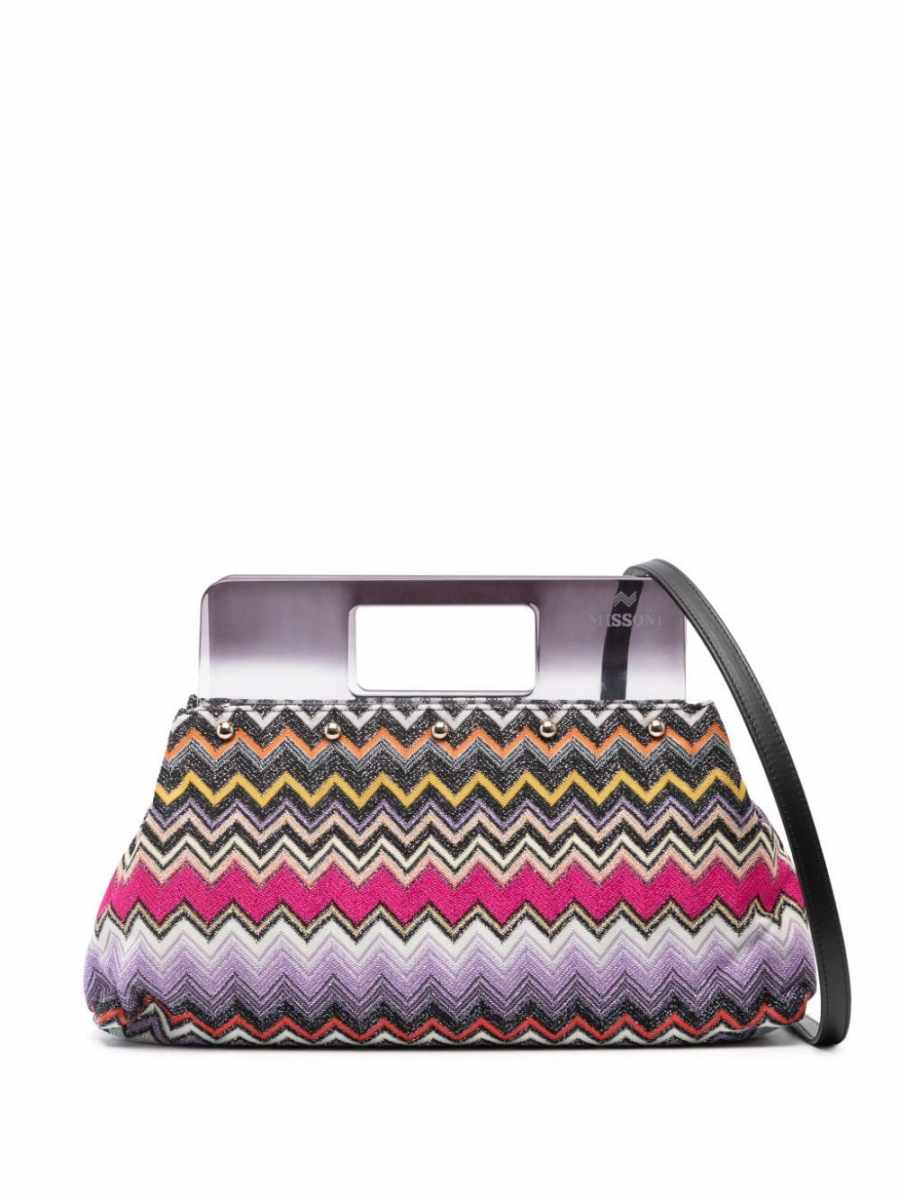 chevron-knit tote bag