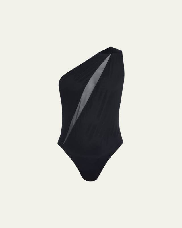 Slashed One-Shoulder One-Piece Swimsuit