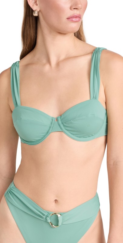 Riot Swim Ring Embellished Wire Bikini Top Seafoam