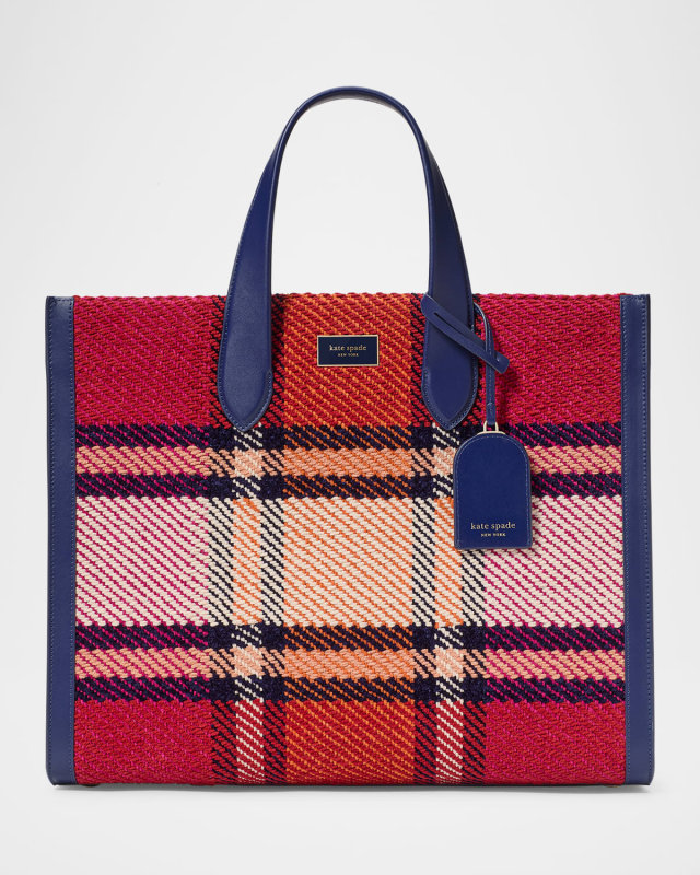 manhattan grand plaid tweed tote bag