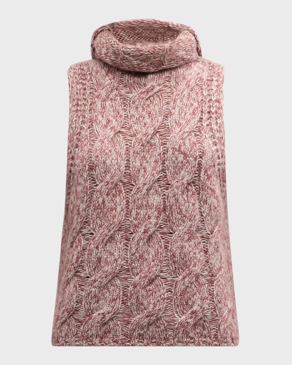 Saige Marled Cashmere Sleeveless Turtleneck