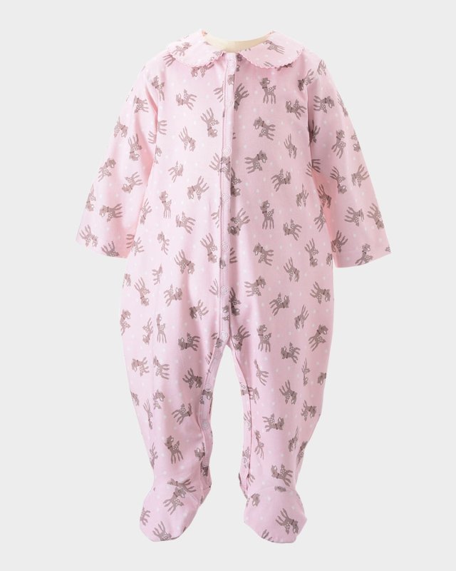 Polka Dot Fawn Printed Footie, Size Newborn-12