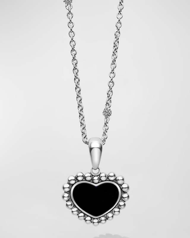 Maya 15mm Onyx Inlay Heart Pendant Necklace