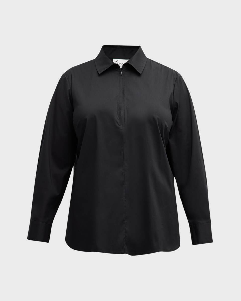 Plus Size Endora Zip-Front Poplin Top