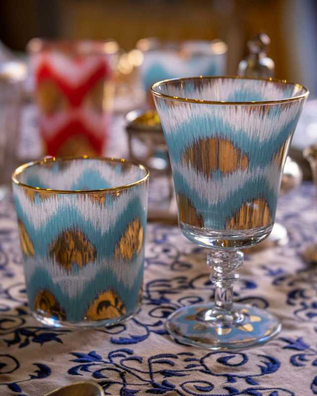 Ikat Gold Wine Glasses, Set of 4