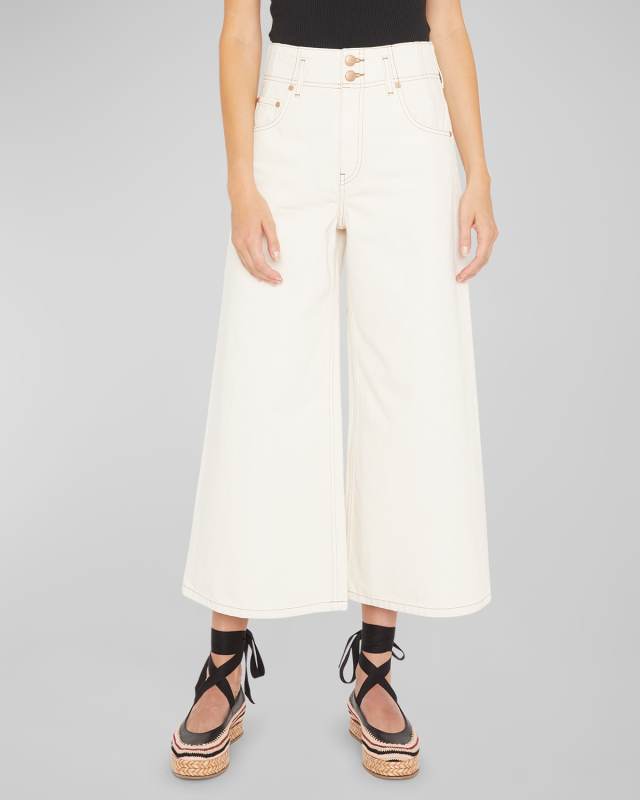 Yvette Wide-Leg Cropped Denim