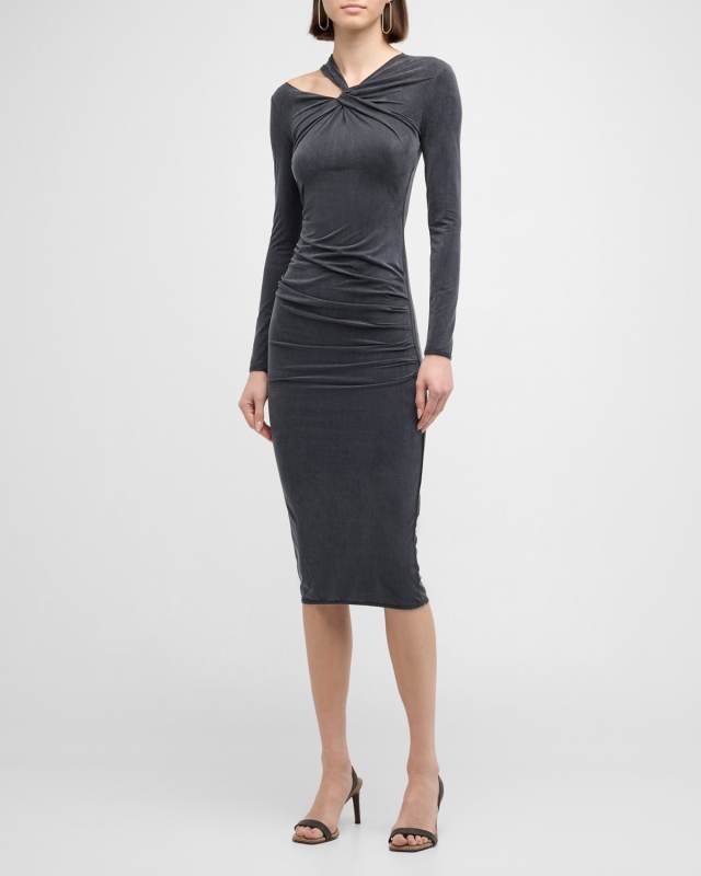 Cutout Viscose Jersey Body-Con Midi Dress