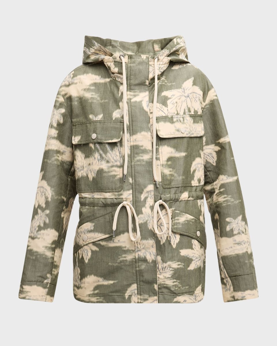 Marpe Palm Tree Printed Short Parka Jacket