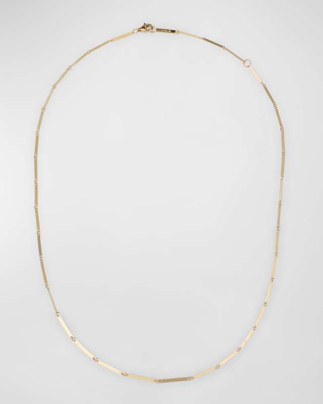 14K Yellow Gold Laser Rectangle Chain Necklace, 18"