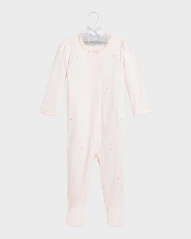 Girl's Embroidered Flowers Footie, Size 3M-9