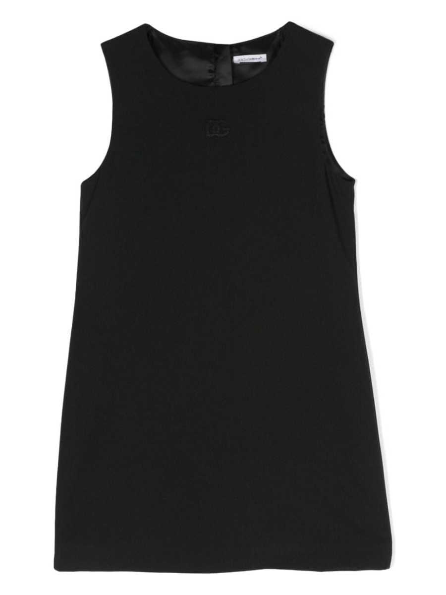 logo-embroidered A-line dress