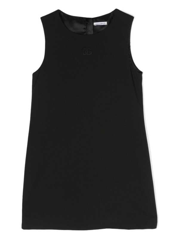 logo-embroidered A-line dress