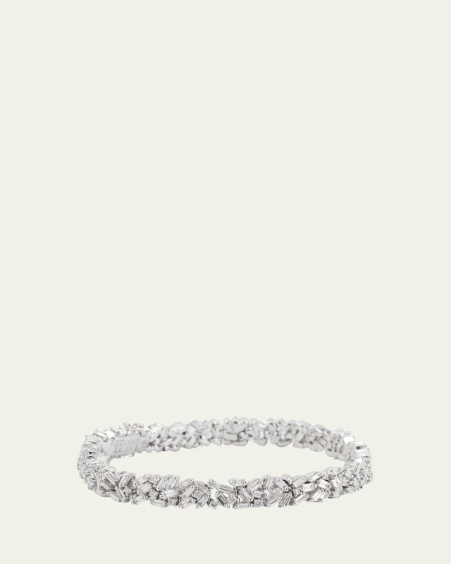 18K White Gold Fireworks Diamond Tennis Bracelet