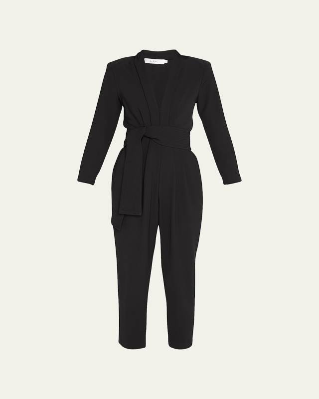 Kieran Belted Long-Sleeve Jumpsuit