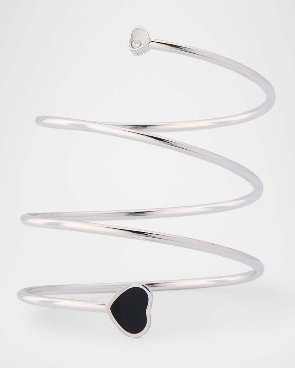 Happy Hearts 18K White Gold Onyx & Diamond Bracelet