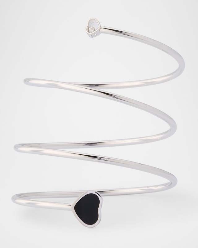Happy Hearts 18K White Gold Onyx & Diamond Bracelet