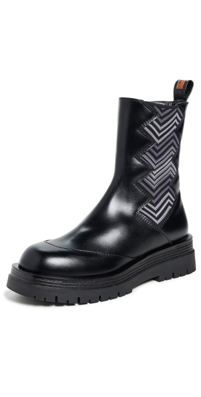 Missoni Kaya Boots Calfskin Black/Fabric Wave S