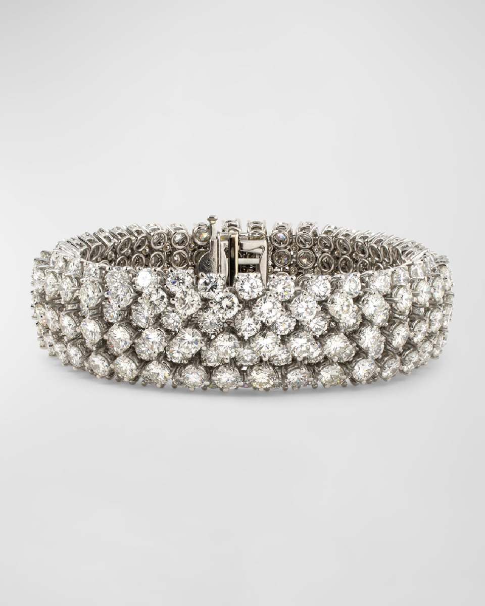 Estate Platinum 7 Row Flexible Bracelet with 273 Diamonds, 7"L