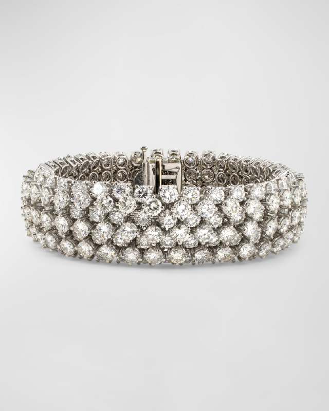 Estate Platinum 7 Row Flexible Bracelet with 273 Diamonds, 7"L