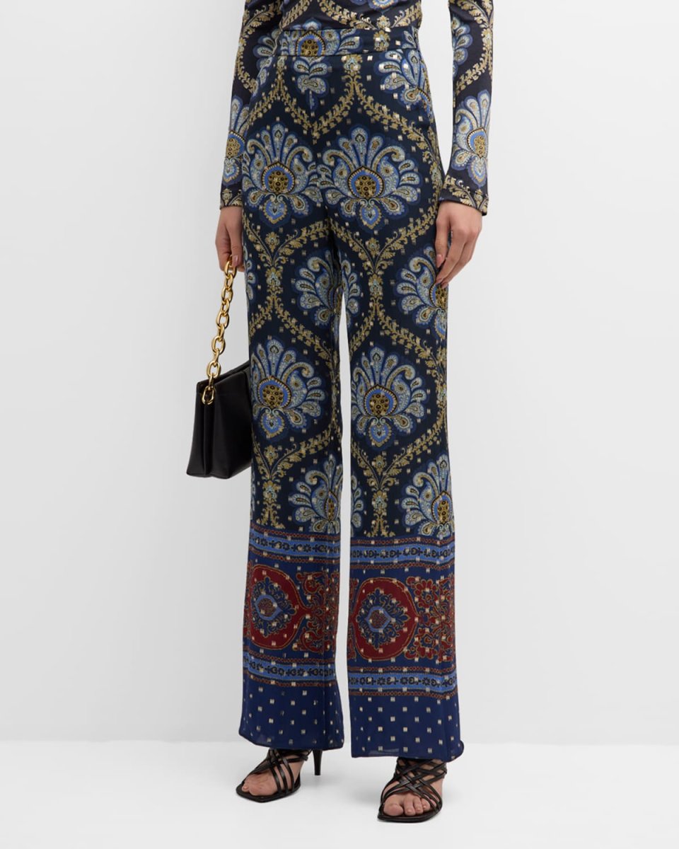 Printed Lurex Fil Coupe Pants