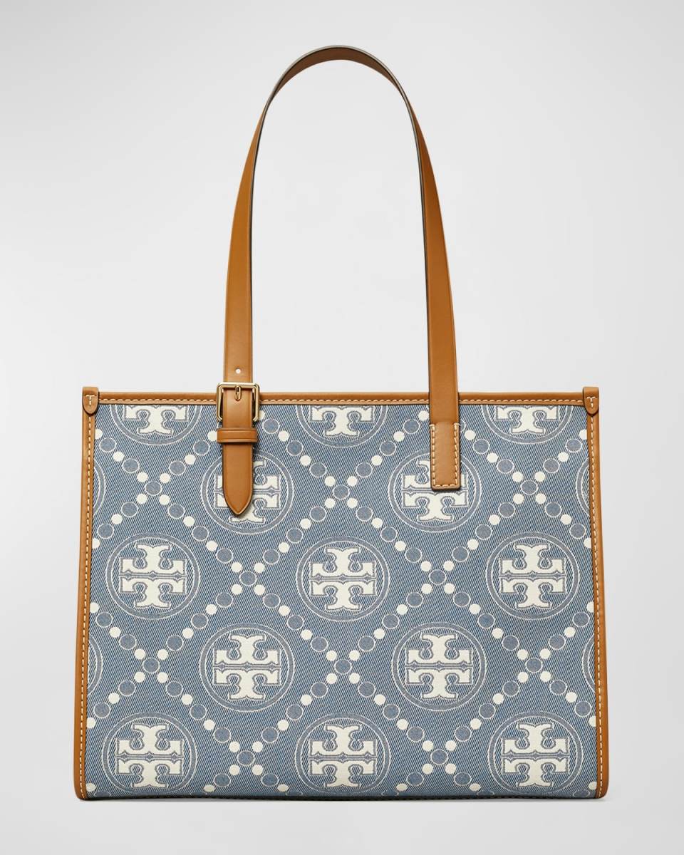 T Monogram Small Denim Tote Bag