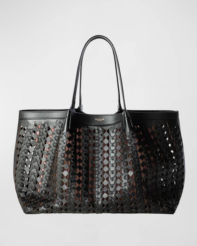 Secret Mosaic Cutout Leather Tote Bag