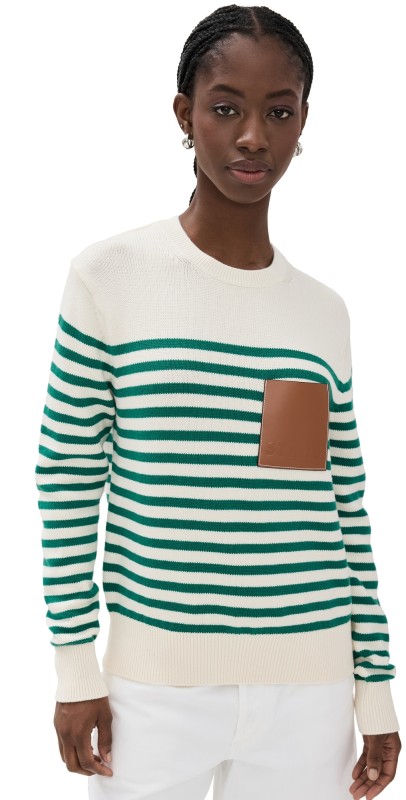 STAUD Sunset Sweater Vert Breton Stripe