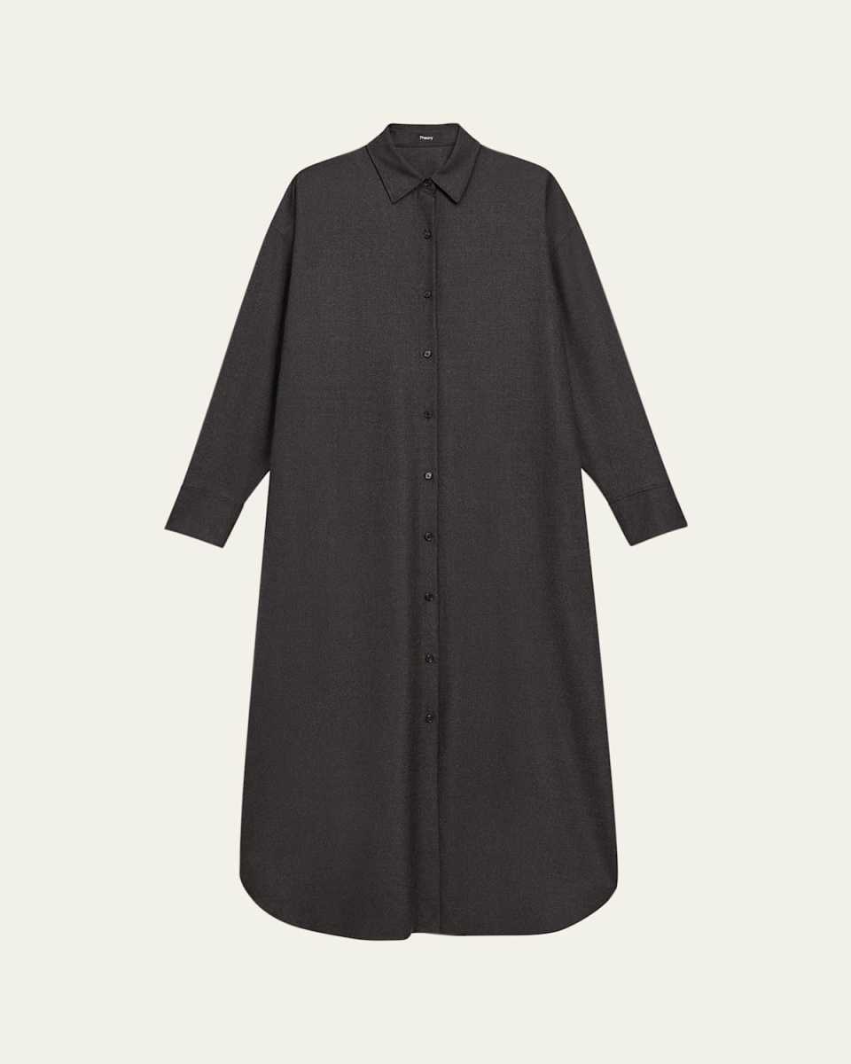 Long-Sleeve Maxi Shirtdress