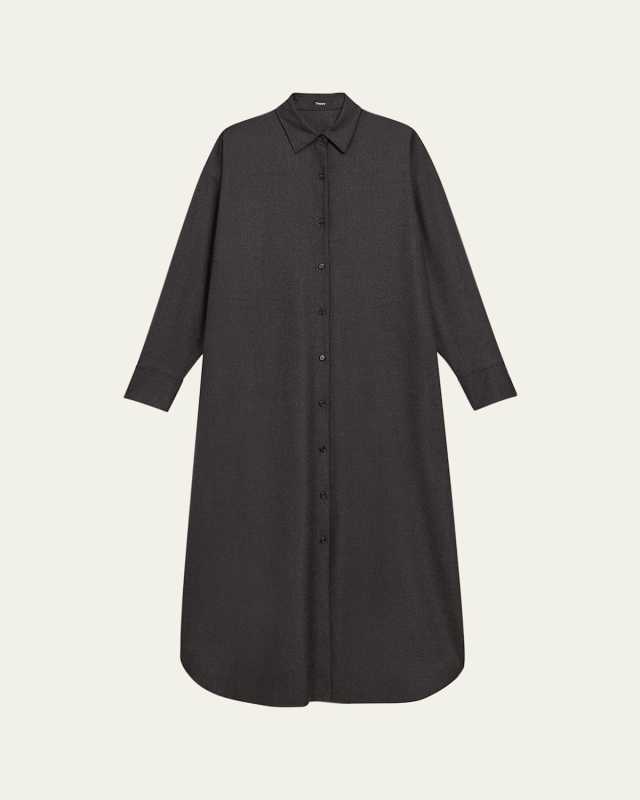 Long-Sleeve Maxi Shirtdress