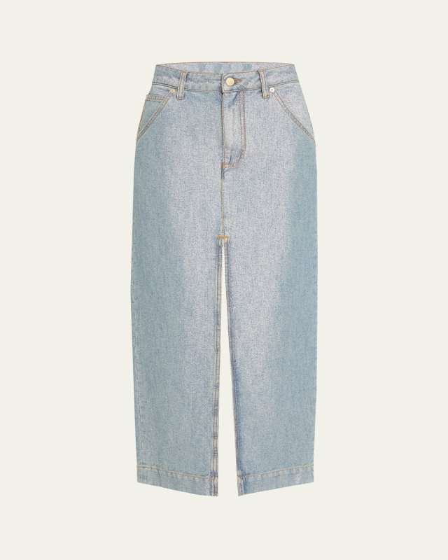 Erika Metallic Denim Skirt