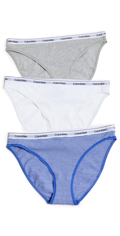 Calvin Klein Underwear Bikini 3 Pack Sophie Stripe/White/Grey H