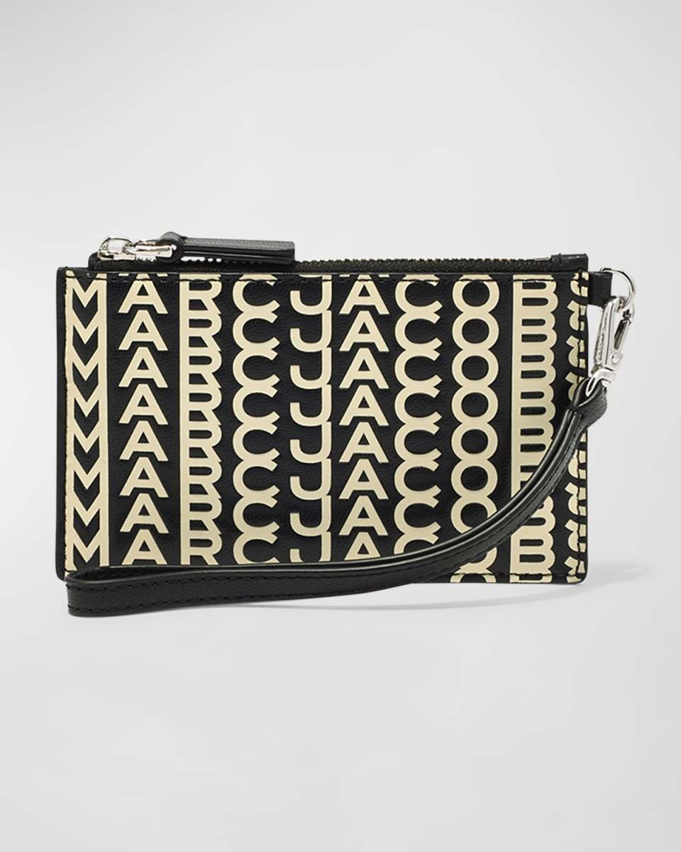 The Monogram Leather Top Zip Wristlet