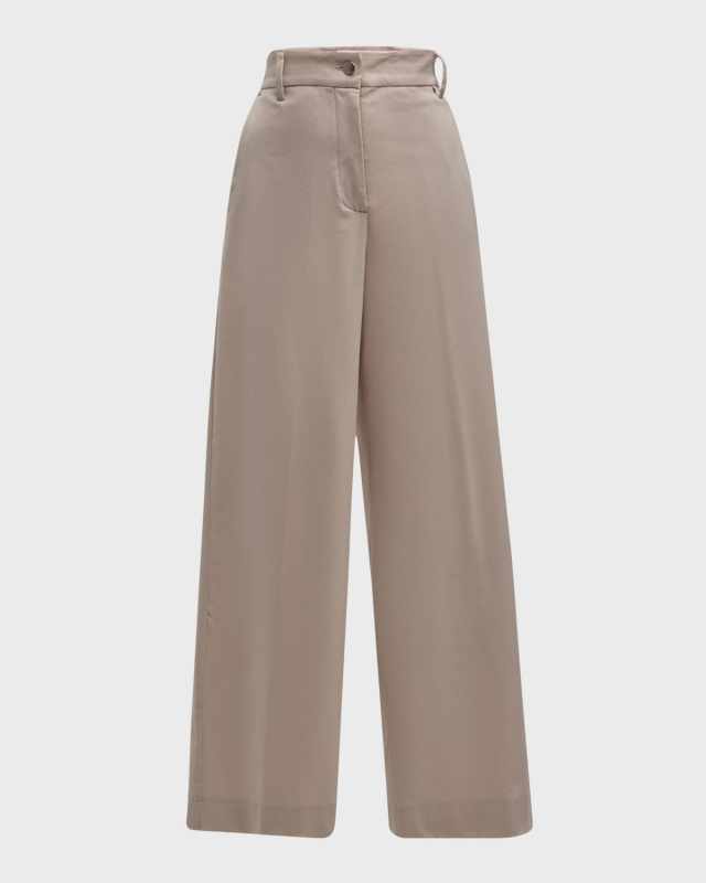 Ermes Wide-Leg Stretch Wool Trousers