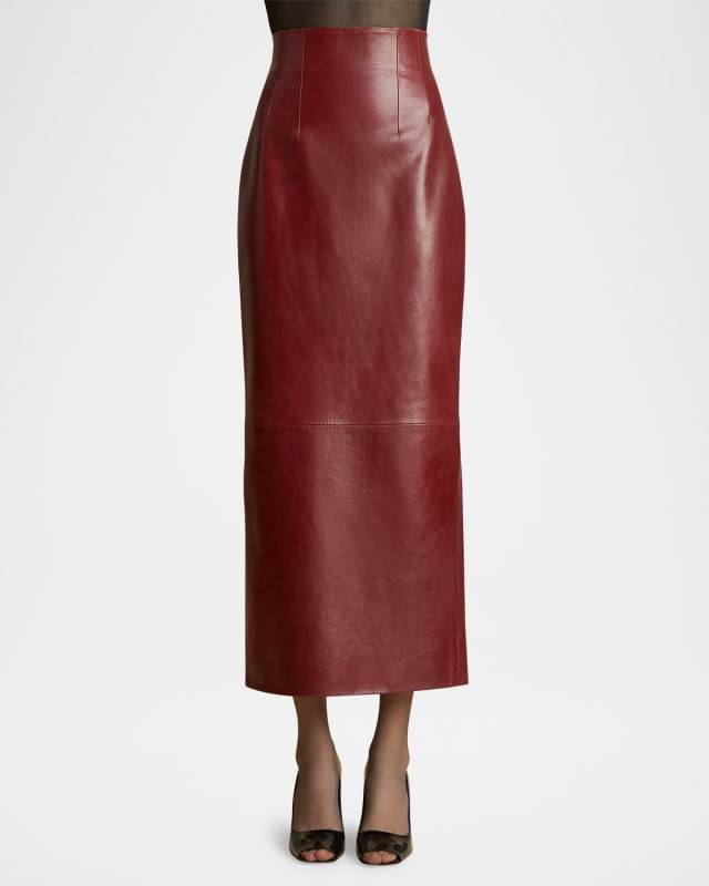 Loxley Long Leather Pencil Skirt
