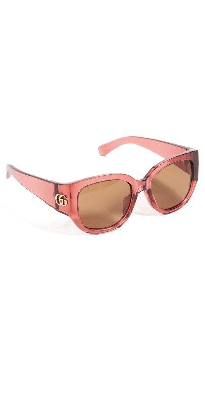 Gucci GG Corner Sunglasses Red/Red/Brown