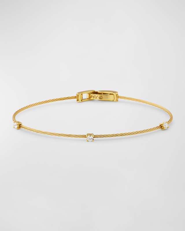 18k Yellow Gold Three-Diamond Bracelet, 0.18 TCW