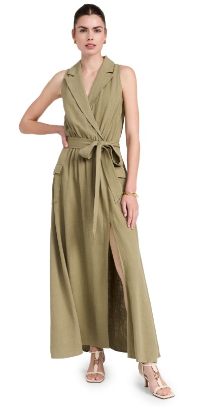 L'AGENCE Mayer Military Maxi Dress Covert Green