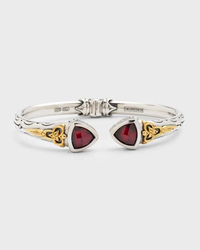 18K Yellow Gold & Sterling Silver Corundum Cuff Bracelet