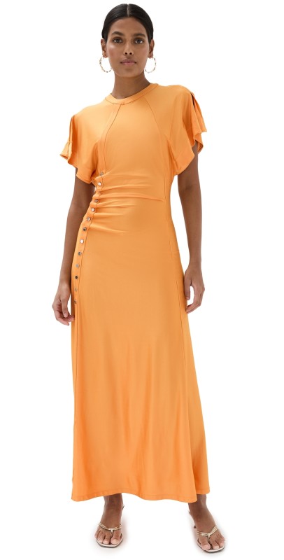 rabanne Orange Drape Pression Maxi Dress Light Orange